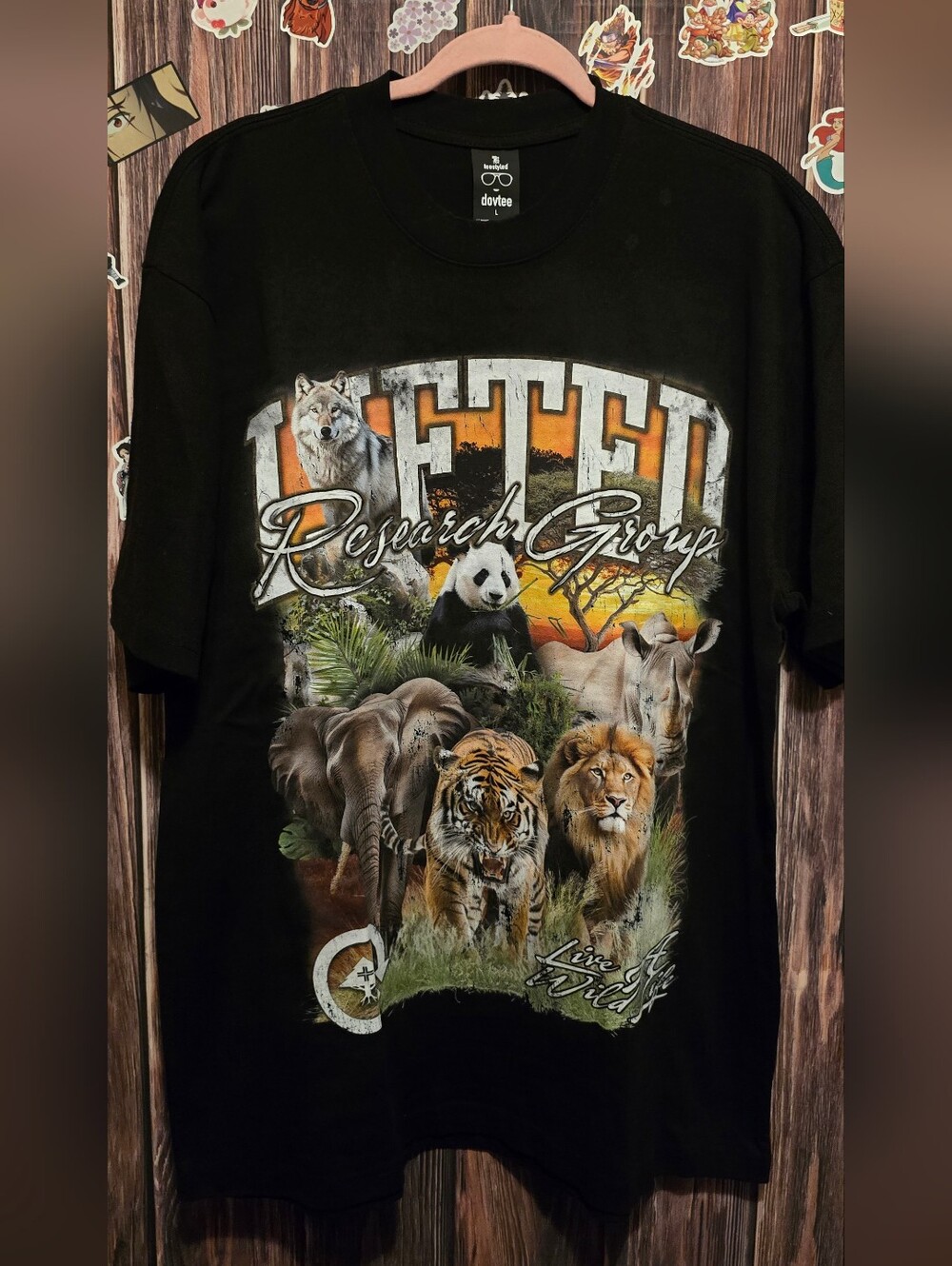 Dovtee "Lifted Research Group" Animal Graphic Tee - Black with Multicolor Print